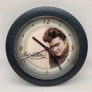 Vintage Vandor Elvis Presley Retro Black/White 8" Wall Clock Open Box NEW!
